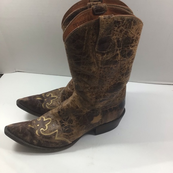 Diva vintage Lucchese distressed handmade brown western cowboy boots size 9B - Picture 3 of 13